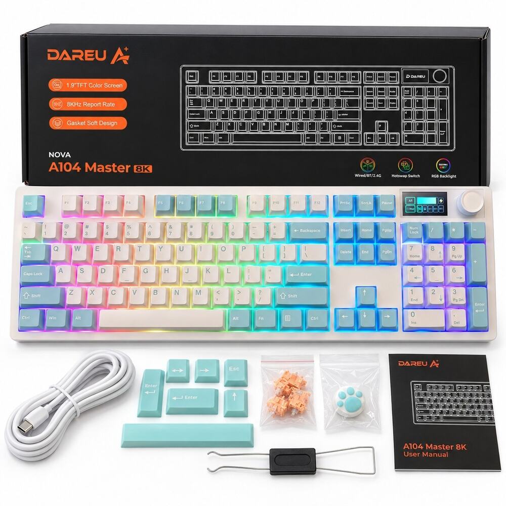 DAREU A104 Master 8K Mechanical Gaming Keyboard Ice Blue Latte Switches